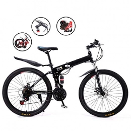 MDZZ vélo MDZZ Pliable, 21 Vitesse Adulte Fat Tire Mountain Trail vélo, Cadre en Acier Haute teneur en Carbone Hardtail Voiture à pédales pour vélo en Plein air, Black Wheel a, 24in