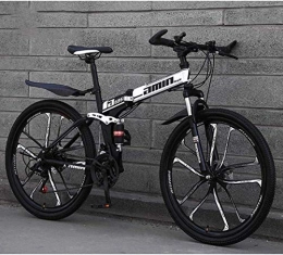 MJY vélo MJY Vélo VTT Vélos pliants, 26 pouces 27 vitesses Double frein à disque Suspension complète antidérapante, cadre en aluminium léger, fourche à suspension, blanc, D 6-11