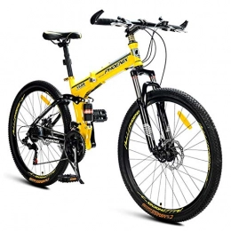 MJY vélo MJY Vélos de montagne pliants, vélo alpin à double suspension 21 vitesses, double frein à disque, cadre en acier à haute teneur en carbone, vélos antidérapants, vélo pour femmes pour enfants, noir, Ja