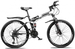 MJY vélo MJY Vélos pliants VTT, 26 pouces 21 vitesses Double frein à disque Suspension intégrale antidérapante, cadre en aluminium léger, fourche à suspension, blanc, A 5-27