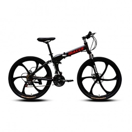 CZA vélo Mountain Bike Shock Absorber vélos 21 Vitesses avec Double Freins à Disque 6 Cutter Roue de vélo Pliable pour étudiants Adultes, Noir, 24inch