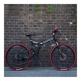 NOLOGO vélo NoraHarry Flower 26 pouces 21 vitesses double frein à disque VTT pliant vélo adapté for les adultes Love sports (Color : F Black and red)