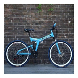 NOLOGO vélo NoraHarry Flower 26 pouces 21 vitesses double frein à disque VTT pliant vélo adapté for les adultes Love sports (Color : F sky blue)
