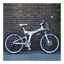 NOLOGO Vélos de montagne pliant NoraHarry Flower 26 pouces 21 vitesses double frein à disque VTT pliant vélo adapté for les adultes Love sports (Color : F White and blue)
