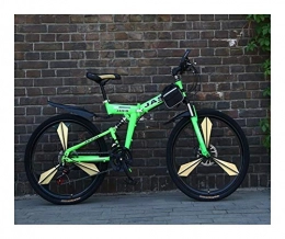 NOLOGO vélo NoraHarry Flower 26 pouces 21 vitesses double frein à disque VTT pliant vélo adapté for les adultes Love sports (Color : S green)