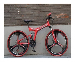 NOLOGO vélo NoraHarry Flower 26 pouces 21 vitesses double frein à disque VTT pliant vélo adapté for les adultes Love sports (Color : S Red and black)