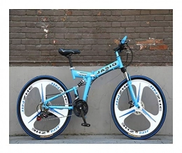NOLOGO Vélos de montagne pliant NoraHarry Flower 26 pouces 21 vitesses double frein à disque VTT pliant vélo adapté for les adultes Love sports (Color : S sky blue)