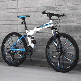 PengYuCheng Mountain Bike, City Bike, Men and Women Bicycle, 21-Speed Steel Frame 27.5-inch 3-Spoke Wheel, Double Suspension Folding Bike q3