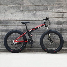 Bbhhyy Vélos de montagne pliant Pliage Neige Vélo, Queue Souple VTT Adulte 4.0 Large Fat Big Tire Plage De Vélos (Color : Black Red, Size : 24inch)