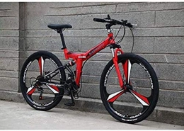 WCY vélo Pliant de vélo de montagne for adultes, Cadre en acier au carbone à haute, double disque de frein, suspension complète for Hommes Femmes Vélo Vélo 5-27 (Couleur: A, Taille: 26 pouces 21 vitesses) yqaa