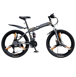 POGIB vélo POGIB Vélo de Montagne Pliant à Vitesse Variable, Cadre en Acier à Haute teneur en Carbone Durable avec Une Forte capacité de Charge, adapté aux Adultes (Orange 26inch)