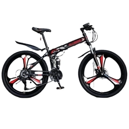 POGIB vélo POGIB Vélo de Montagne Pliant à Vitesse Variable, Cadre en Acier à Haute teneur en Carbone Durable avec Une Forte capacité de Charge, adapté aux Adultes (Red 26inch)
