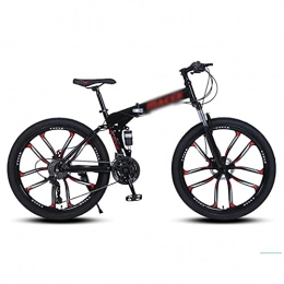 YUNLILI vélo Polyvalent Vélo de montagne Vélo de montagne 21 / 24 / 27 Frein à double disque vélo Vitesse MTB Cadre pliable 26 dans roues for un sentier de chemin et des montagnes ( Color : Black , Size : 24 Speed )