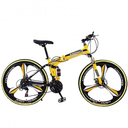 QCLU Vélos de montagne pliant QCLU 26 Pouces VTT, en Acier au Carbone 21 Vitesses Vélo Suspension Avant MTB Couleur Roues Équipement Shift, Fourche à Suspension, garçons vélo et vélo Hommes (Color : Yellow)