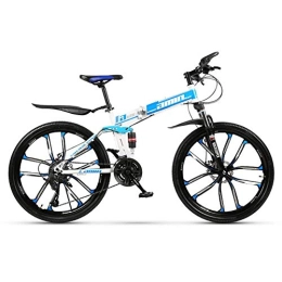 LHQ-HQ vélo QGL-HQ Sports de Plein air VTT 21 Vitesse vélo Pliant 26 Pouces 10Spoke Roues Suspension vélo Sports de Plein air Mountain Bike (Color : Blue)