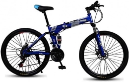 Qinmo vélo Qinmo Folding Mountain Bike Double Double Damping Frein Disque Un Adulte 6 Couteaux Roue de Bicyclette mle et Femelle tudiant Vitesse Variable vlo (Color : Blue, Size : 24 inch 24 Speed)