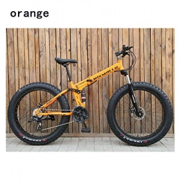 Qinmo vélo Qinmo Vlo vlo Route, Pliant motoneige, Double Frein Disque 26 Pouces Adulte Montagne 4.0 Pneus Fat vlo 21 / 24 / 27 / 30 Absorption Vitesse Double Choc Jantes Aluminium (Color : Orange)