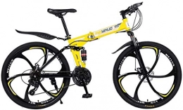 QZ Vélos de montagne pliant QZ Montagne 26po 24 Speed Bike for Adulte, Complet lger Suspension Cadre, Fourche Suspension, Frein Disque (Color : Yellow)