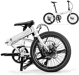 RENXR vélo RENXR 20" Vélo Pliable Folding Mountain Bike 8 Vitesses, avec Double Disque De Frein, Unisexe Poids Léger Vélos De Ville pour Les Hommes / Femmes, Blanc