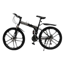 SABUIDDS vélo SABUIDDS VTT 26" avec suspension complète - Vélo pliant - 21 vitesses - Avec frein à disque amortissant les chocs - Pour homme et femme - Blanc et noir