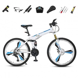 SHIN Vélos de montagne pliant SHIN VTT 27-Vitesses - 26'' Pliable Bicyclette pour Adulte - Freins a Disque - Tout Suspendu - Pliant Vélo de Montagne / Blue