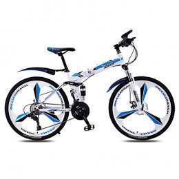 Fslt vélo Sports et Loisirs Vlo Pliant Mountain Bike Speed Double Shock Absorber Male and Female Adult Mountain Bike-White_Blue_30_Speed_China