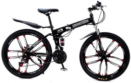 Syxfckc vélo Syxfckc Folding Vitesse de vélo de Montagne de la lumière 21 avec châssis en Acier Haute teneur en Carbone, et 24 / 26 Pouces à Double moyeu de Frein à Disque (Color : Black, Size : 24inch)