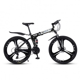 T-XYD Vélo de montagne pliable, 26", 21 vitesses, vélo tout-terrain, corps en acier au carbone, double frein à disque, queue douce, cyclisme pour adultes en plein air noir