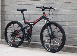 Tbagem-Yjr Vélos de montagne pliant Tbagem-Yjr 24 Vitesse De Sport De Loisir VTT for Adultes - Absorption De Choc Se Déplaçant Queue Molle Vélo Pliant (Color : Black Red)