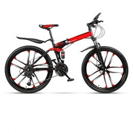 THENAGD Vélos de montagne pliant THENAGD véLo De Montagne Pliant, véLo Adulte Une Roue Double Damping Racing Cross Country Variable Speed Fast Bicycle pour Les éTudiants Masculins Et féMinins 26inches TenKnivesTopwithBlackandRed