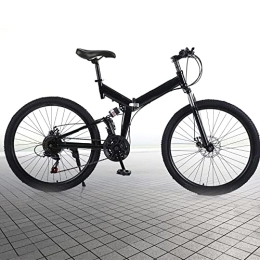 TIXBYGO vélo TIXBYGO VTT 26" Vélo pliable avec suspension complète 21 vitesses Frein à disque pour garçons, filles, femmes et hommes jusqu'à 150 kg Noir
