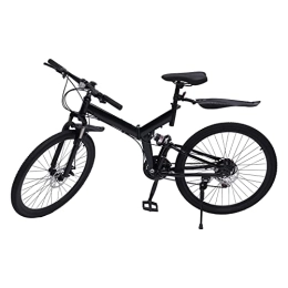 Tenddya Vélos de montagne pliant VTT 26 pouces - 21 vitesses - Pour adulte - Portable - Avec garde-boue - Hauteur réglable - En acier au carbone