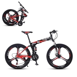 Generic vélo VTT adulte 26 pouces VTT trail vélo en acier à haute teneur en carbone cadre suspension complète vélos pliants 3 rayons 24 / 27 vitesses freins à disque double vélo VTT (taille : 24 vitesses)