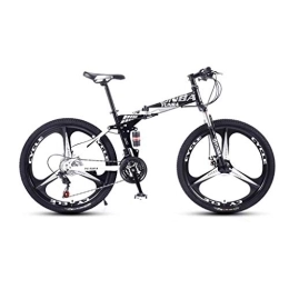 Generic vélo VTT adulte - 66 cm en acier à haute teneur en carbone - Vélo pliable - 24 / 27 vitesses - Freins à disque doubles (Couleur : blanc, taille : 24 vitesse)