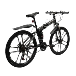 MooBeey Vélos de montagne pliant VTT pliable à 21 vitesses en acier au carbone - 26" - Avec freins à double disque - Hauteur réglable - Pour tous les types de routes (noir + blanc)