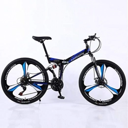 JLFSDB vélo VTT Vélo de Montagne Mountain Bike 24" Pliable VTT Ravine Bike Unicité roue double frein à disque VTT Suspension Avant 21 24 27 vitesses Cadre en acier au carbone ( Color : Blue , Size : 24 Speed )