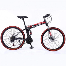JLFSDB vélo VTT Vélo de Montagne Mountain Bike 26 pouces Pliant Vélo de montagne en acier au carbone 21 24 27 vitesses à double suspension Ravine vélo à double disque de frein ( Color : Black , Size : 27 Speed )