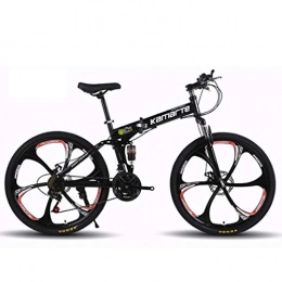 JLFSDB vélo VTT Vélo de Montagne Mountain Bike Pliable Montagne Vélos 26 pouces double frein à disque double suspension Ravine vélo, 21 24 27 vitesses Cadre en acier au carbone ( Color : Black , Size : 21 Speed )