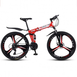 JLFSDB vélo VTT Vélo de Montagne Mountain Bike Pliable Ravine Bike 21 24 27 vitesses Cadre en acier au carbone 26" Vélos de montagne avec suspension double frein à disque double ( Color : Red , Size : 21 Speed )