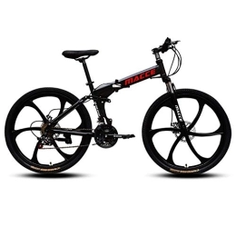 AYDQC vélo VTT, vélo de montagne, vélo de montagne de 26 pouces 21 vitesses, avec bicyclette pliante de frein à double disque, cadre en acier au carbone épaissié, 6 roue de couteau fengong ( Color : Black )