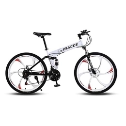 AYDQC vélo VTT, vélo de montagne, vélo de montagne de 26 pouces 21 vitesses, avec bicyclette pliante de frein à double disque, cadre en acier au carbone épaissié, 6 roue de couteau fengong ( Color : White )