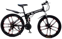 Aoyo vélo VTT Vélos pliants, 27 vitesses Double Frein à disque Suspension Avant anti-glissement, cadre aluminium léger, fourche à suspension, (Color : Black3)