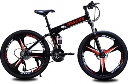 Vélo BMX pour adulte - 61 cm - 66 cm - Pliable - 21 vitesses - Double amortissement - 3 couteaux - Double frein à disque, Noir , 26 inch 21 speed
