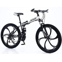 MTTKTTBD Vélos de montagne pliant Vélo de Montagne Bicicleta Plegable Acero Alto Carbono 21 Velocidades / 24 Velocidades / 27 Velocidades / 30 Velocidades Roue Double Suspension Vélo Pliant D, 21 Speed