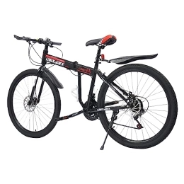 Soberoses vélo Vélo de montagne pliable 26", 21 vitesses, vélo de route, freins à disque, vélo pour adolescent, VTT, pour adultes, hommes et femmes (noir et rouge)