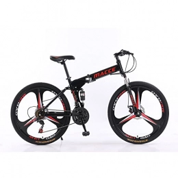 MIGONG vélo Vélo de montagne pliable 26" 27 vitesses en acier à haute teneur en carbone, pour adultes, double frein à disque, VTT en plein air, homme et femme (26" pour une hauteur de 160-185cm, noir)