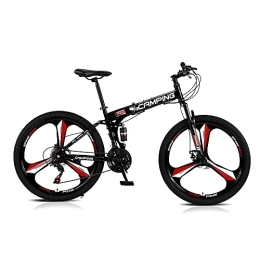 WUOOYOQ vélo Vélo de montagne pliable, 26 pouces 21 vitesses, roue à trois couteaux, vélo de ville pliable pour adultes, femmes, hommes, noir (noir, 170 cm x 100 cm)