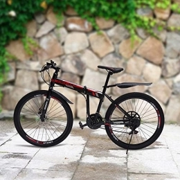 TIXBYGO vélo Vélo de montagne pliable 26 pouces 21 vitesses Vélo alpiniste 26 pouces en acier à haute teneur en carbone à suspension complète pour adultes et adolescents de 160 à 185 cm Rouge