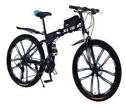 XQIDa durable vélo Vélo de montagne pliable 26 pouces pour adultes - 27 vitesses - Double disque - Suspension complète - Antidérapant - Cadre léger avec sacoche de vélo - Convient pour les vélos hommes et les femmes