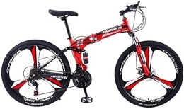 Mountain Bike vélo Vélo de montagne pliable avec 21 vitesses et double frein à disque, 66 cm en acier carbone à haute intensité, suspension complète hors route pour adulte, homme, femme, unisexe ZHAOSHUNLI